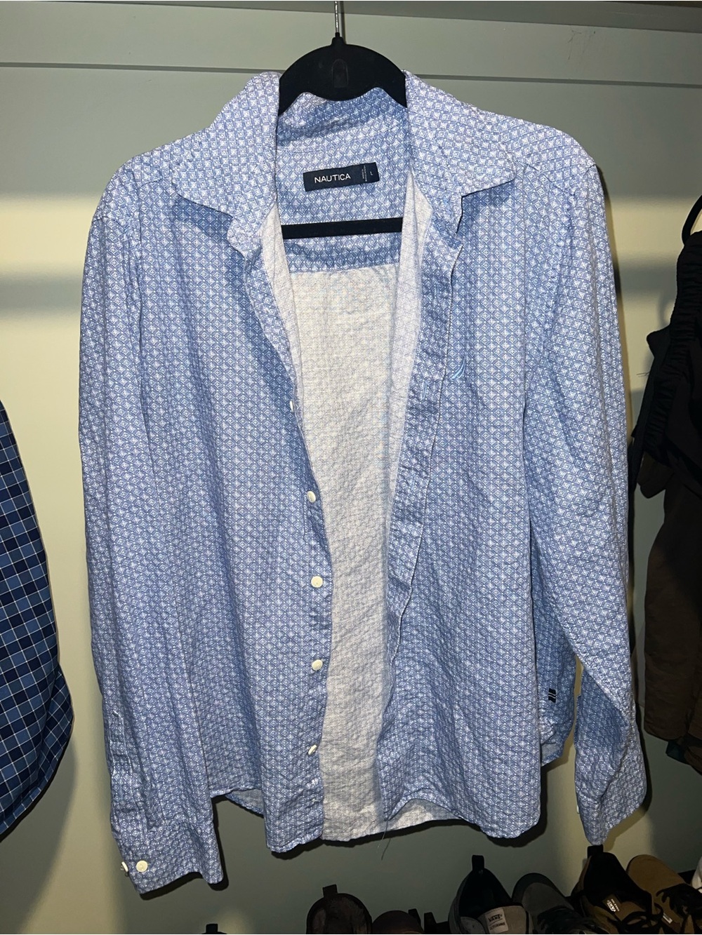Nautica Light Blue Micro-Pattern Men's Button-Down Shirt